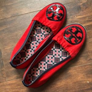 Red Tory Burch slip ons